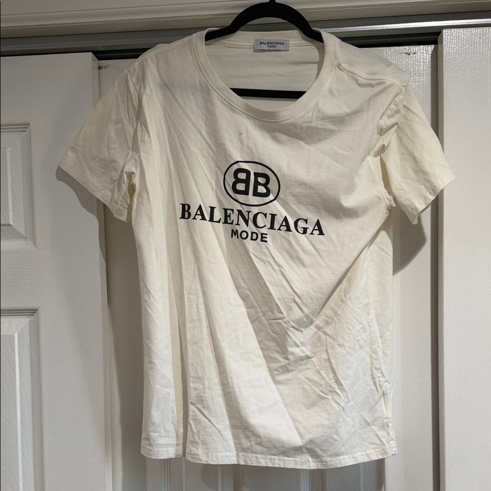 Balenciaga Cream Logo T-Shirt